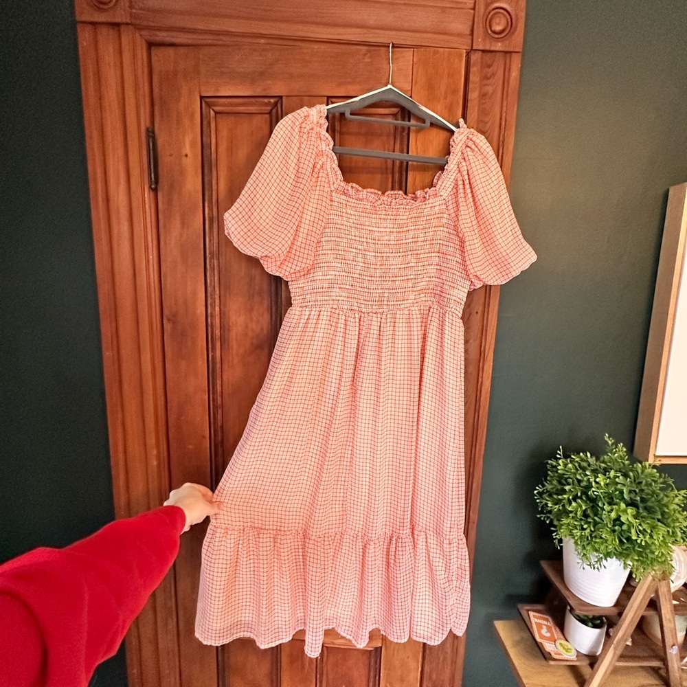 LC Lauren Conrad Pink Gingham Casual Dress